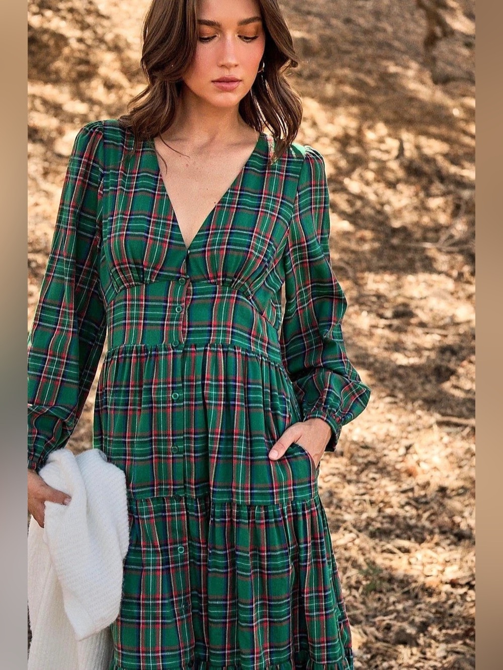 SUGARLIPS | Jace Plaid Shely Button Down Midi Dress Size Small - Picture 2 of 6